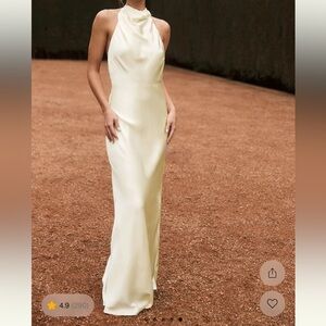 Meshki Esther Iridescent satin cowl maxi gown
